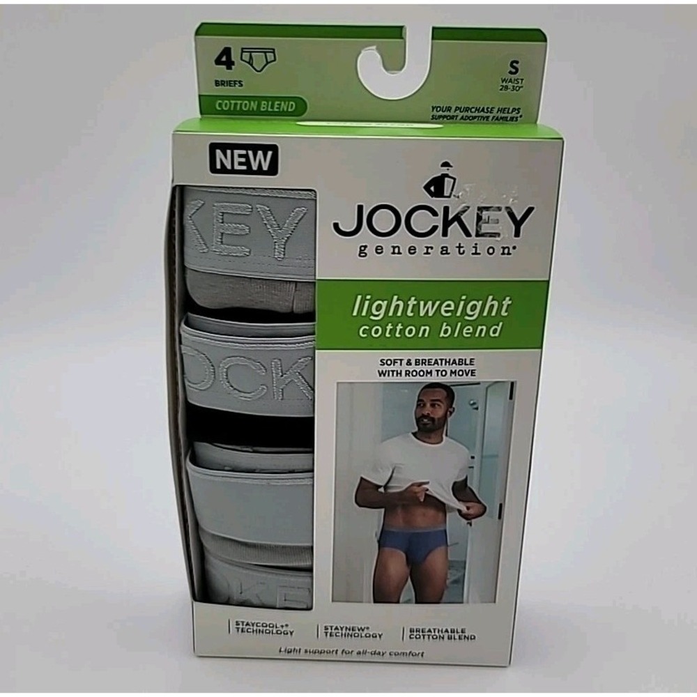 Jockey‎ Generation Light Cotton Blend Briefs Underwear Mens Sz Small 4 Pair NIB